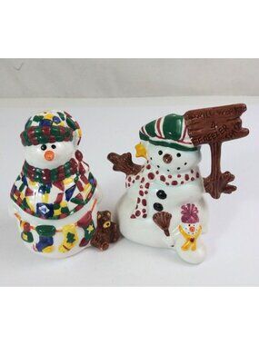 Vintage Winter By Leslie Beck JC Penny Christmas Snowmen Salt & Pepper Shakers